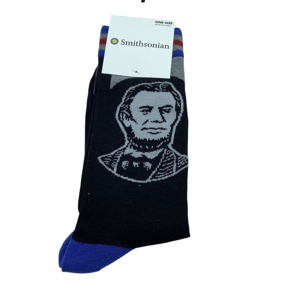 Smithsonian‎ Abraham Lincoln Crew Socks Fits US Shoe Size 7-12 National Portrait